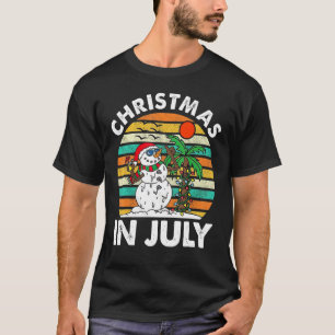 Christmas In July Melting Snowman Beach Summer Ret T-Shirt