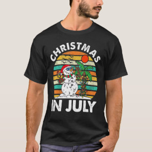 Christmas In July Melting Snowman Beach Summer Ret T-Shirt