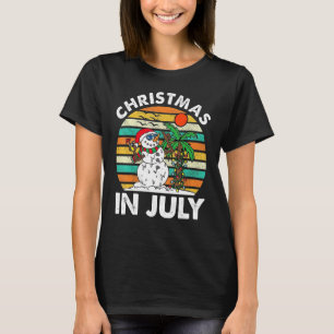 Christmas In July Melting Snowman Beach Summer Ret T-Shirt