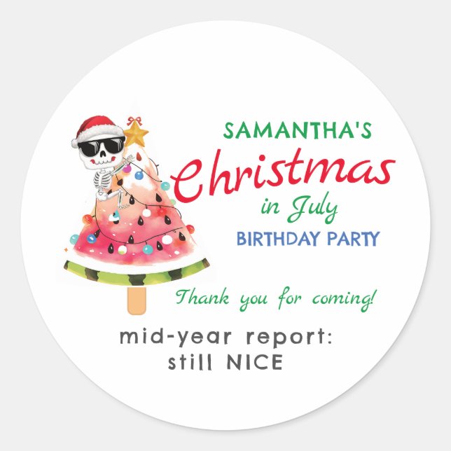Christmas in July Naughty or Nice Toddler Birthday Classic Round Sticker (Front)