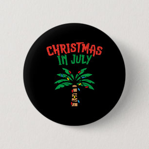 Christmas In July Palm Tree Lights Tropical Summer 2 Inch Round Button