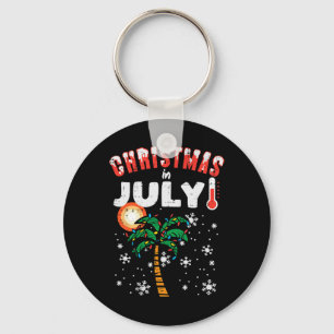 Christmas In July Palm Tree Xmas Beach Summer Men Keychain