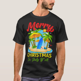 Christmas in July Palm Tree Xmas Tree Beach Summer T-Shirt
