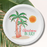 Christmas in July Palm Trees Party Paper Plate<br><div class="desc">Let's celebrate Christmas in July with a BBQ or party! Invite family and friends to your Christmas themed celebration and decorate it with these island style paper bowls featuring watercolor palm trees decorated with lights. Because we create our artwork you won't find this exact image from other designers. Original Watercolor...</div>