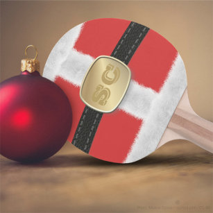 Christmas in July Party Funny Red Santa Monogram Ping Pong Paddle