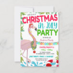 Christmas In July Party Invitation<br><div class="desc">Adorable and fun Christmas in July Flamingo Pool Party Invitation!</div>