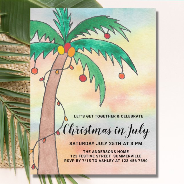 Christmas in July Party Invitation Postcard (Creator Uploaded)