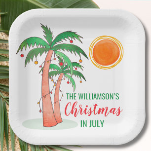 Christmas in July Party Personalized  Paper Plate