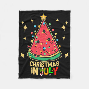 Christmas In July Party Watermelon Christmas Tree Fleece Blanket