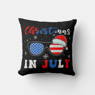 "Christmas in July" – Patriotic Sunglasses  Throw Pillow