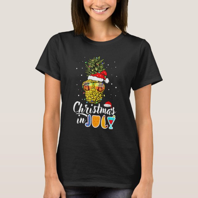 Christmas In July Pineapple Christmas Tree Lights  T-Shirt (Front)