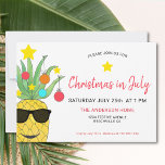 Christmas In July Pineapple Party Invitation<br><div class="desc">Christmas In July Pineapple Party Invitation. Invite family and friends to your Christmas Summer Celebration with these fun festive invitations. They are decorated with a brightly coloured watercolor of a yellow pineapple decorated as a Christmas Tree and wearing sunglasses! All the text is customizable so you can change the word...</div>