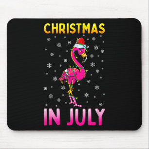 Christmas In July Pink Flamingo Funny Xmas Men Wom Mouse Pad