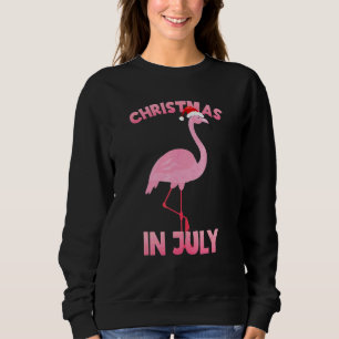 Christmas In July Pink Flamingo Summer Family Vaca Sweatshirt