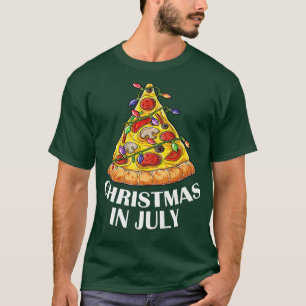 Christmas In July Pizza Xmas Tree Lights Summer Bo T-Shirt