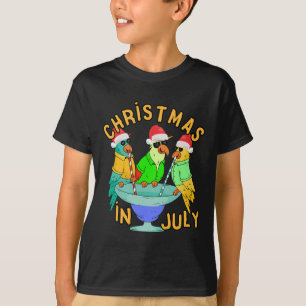 Christmas In July Pool Party Parrot Bird Funny Dri T-Shirt