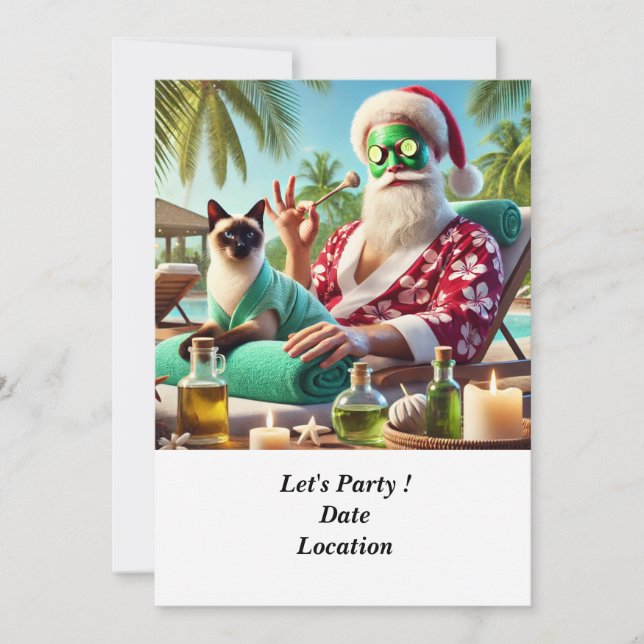Christmas in July Pool Party with Santa Claus Invi Invitation (Front)