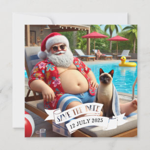 Christmas in July Pool Party with Santa Claus Invi Save The Date