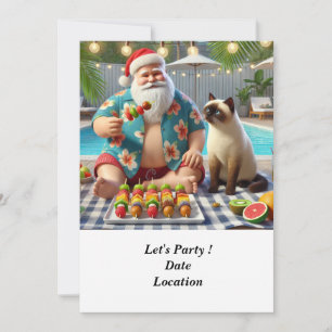 Christmas in July Pool Party with Santa Claus Invitation