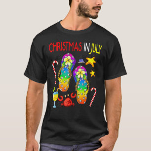 Christmas In July Rainbow Flip Flops Beach Vibe Su T-Shirt