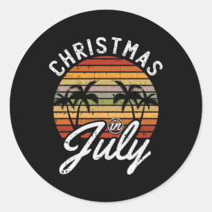 Christmas In July Retro Tropical Beach Summer Hawa Classic Round Sticker