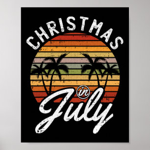 Christmas In July Retro Tropical Beach Summer Hawa Poster
