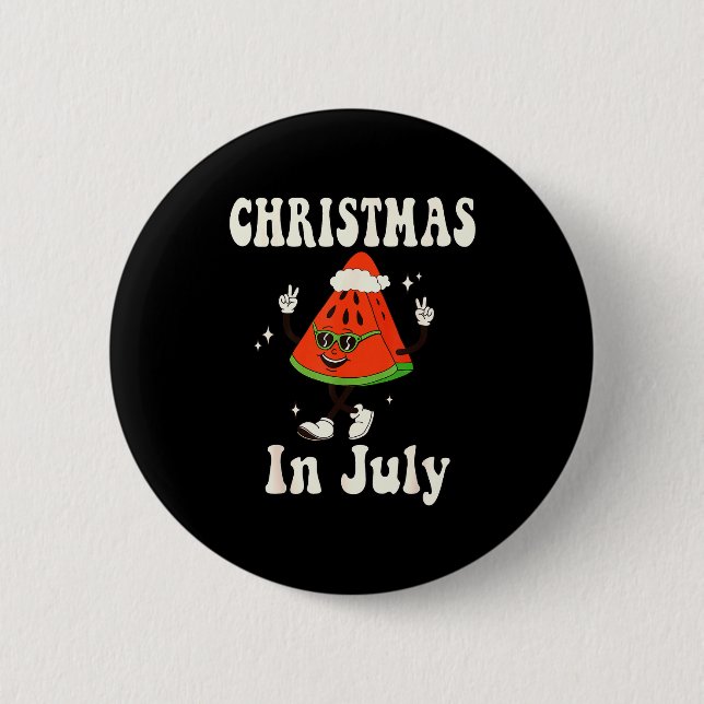 Christmas In July Retro Watermelon Kids Boys Toddl 2 Inch Round Button (Front)