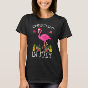 Christmas In July S For Women Pink Flamingo T-Shirt