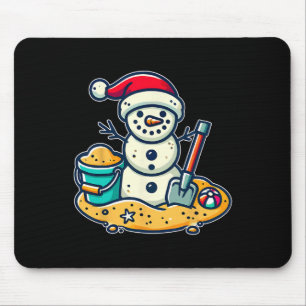 Christmas In July Sand Snowman Santa Hat Shovel Xm Mouse Pad
