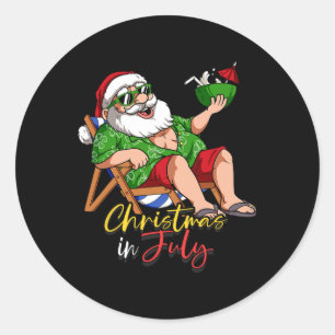 Christmas In July Santa 3  Classic Round Sticker