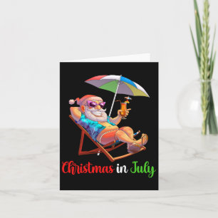 Christmas In July Santa Beach Chair Umbrella Tail  Card