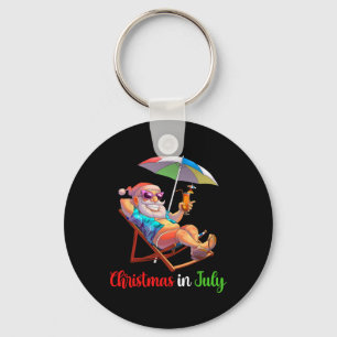 Christmas In July Santa Beach Chair Umbrella Tail  Keychain