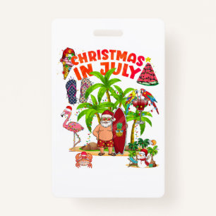 Christmas In July Santa Beach Summer Summer T-Shir Badge