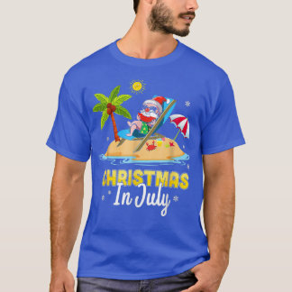 Christmas In July Santa Claus Beach Watermelon  T-Shirt