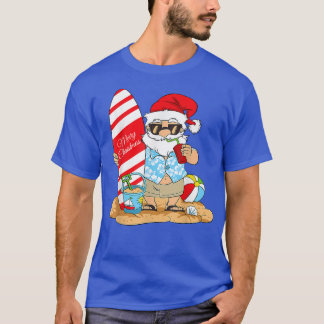 Christmas In July Santa Claus On The Beach with Su T-Shirt