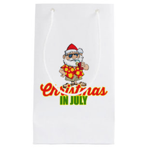 Christmas In July Santa Claus Patriotic USA Sungla Small Gift Bag