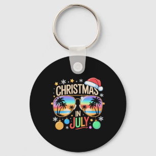 Christmas In July Santa Claus Sungles Men Women Ki Keychain
