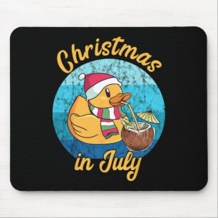 Christmas In July Santa Duck Xmas Summer Hawaiian Mouse Pad