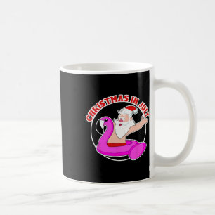 Christmas In July Santa Flamingo Pool Float  Coffee Mug