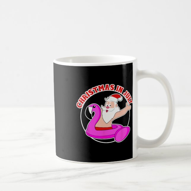 Christmas In July Santa Flamingo Pool Float  Coffee Mug (Right)