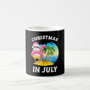 Christmas In July Santa Flamingo Pool Summer Coffee Mug