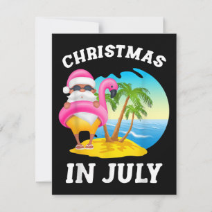 Christmas In July Santa Flamingo Pool Summer Invitation