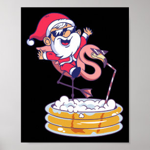 Christmas In July Santa Flamingo Xmas Summer Hawai Poster