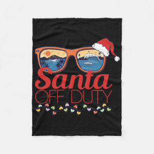 Christmas In July Santa Hat Off Duty Sungles Beach Fleece Blanket