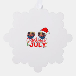 Christmas in July Santa Hat Sunglasses Beach Ornament Card