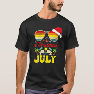 Christmas In July Santa Hat Sunglasses Hawaii Summ T-Shirt