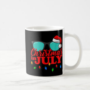 Christmas In July Santa Hat Sunglasses Summer Cele Coffee Mug