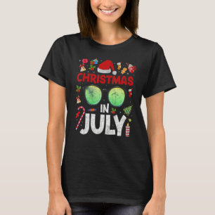 Christmas In July Santa Hat Sunglasses Summer Cele T-Shirt