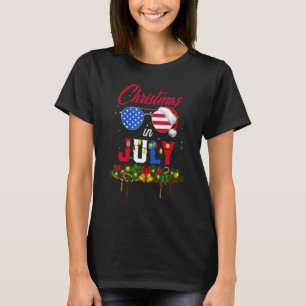 Christmas In July Santa Hat Sunglasses Summer Cele T-Shirt