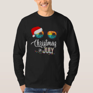 Christmas In July Santa Hat Sunglasses Summer Cele T-Shirt
